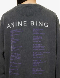 ANINE BING Ramona Stardust Graphic-print Organic-cotton Sweatshirt 11 ANINE BING Ramona Stardust Graphic-print Organic-cotton Sweatshirt -Ress Clothing Shop R04123624 WASHEDBLACK ALT04
