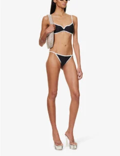 Caro Contrasting-trim Bikini Bottoms -Ress Clothing Shop R04124424 WHITEANDBLACK ALT01