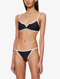 Caro Contrasting-trim Bikini Bottoms -Ress Clothing Shop R04124424 WHITEANDBLACK ALT02