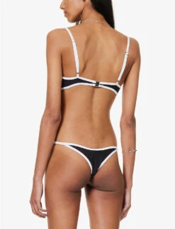 Caro Contrasting-trim Bikini Bottoms -Ress Clothing Shop R04124424 WHITEANDBLACK ALT03