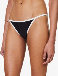 Caro Contrasting-trim Bikini Bottoms -Ress Clothing Shop R04124424 WHITEANDBLACK ALT04