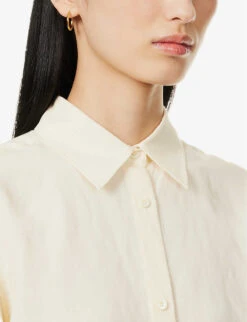 Toteme Boxy-fit Drawstring Hem Woven Shirt 12 Toteme Boxy-fit Drawstring Hem Woven Shirt -Ress Clothing Shop R04124843 VANILLA ALT04