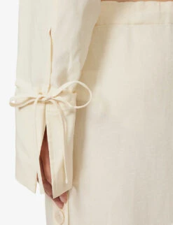 Toteme Boxy-fit Drawstring Hem Woven Shirt 13 Toteme Boxy-fit Drawstring Hem Woven Shirt -Ress Clothing Shop R04124843 VANILLA ALT05