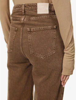 Toteme Tapered-leg High-rise Organic-denim Jeans -Ress Clothing Shop R04124847 WASHEDCHOCOLATE ALT05