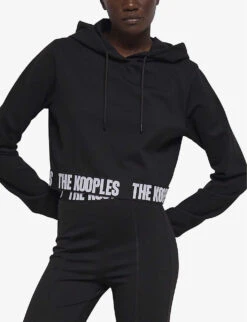 THE KOOPLES Logo-hem Stretch-woven Hoody -Ress Clothing Shop R04125315 BLA01 ALT02