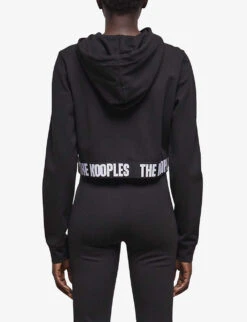 THE KOOPLES Logo-hem Stretch-woven Hoody -Ress Clothing Shop R04125315 BLA01 ALT03