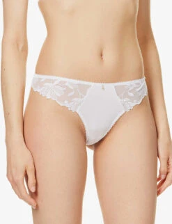 Aubade Lovessence Floral-embroidered Stretch-woven Thong 9 Aubade Lovessence Floral-embroidered Stretch-woven Thong -Ress Clothing Shop R04125370 BLANC ALT02