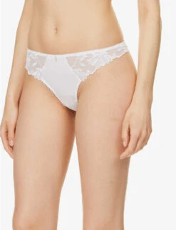 Aubade Lovessence Floral-embroidered Stretch-woven Thong 11 Aubade Lovessence Floral-embroidered Stretch-woven Thong -Ress Clothing Shop R04125370 BLANC ALT04