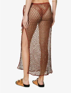 Bead-embellished Low-rise Crochet-knit Midi Skirt -Ress Clothing Shop R04126877 GOLDFLAME ALT03