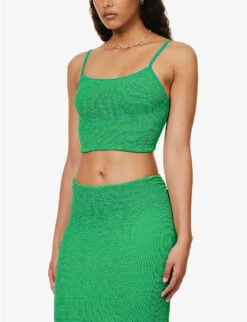 Brandy Seersucker Stretch-woven Top 9 Brandy Seersucker Stretch-woven Top -Ress Clothing Shop R04130304 EMERALD ALT02