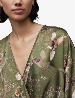 AllSaints Penny Peggy V-neck Regular-fit Recycled-polyester Top 11 AllSaints Penny Peggy V-neck Regular-fit Recycled-polyester Top -Ress Clothing Shop R04131450 KHAKIGREEN ALT04