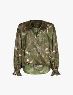 AllSaints Penny Peggy V-neck Regular-fit Recycled-polyester Top