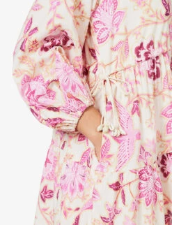 Seafolly Silk Road Floral-print Cotton-blend Mini Dress -Ress Clothing Shop R04131521 PARFAITPINK ALT04