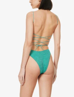 OSEREE Lumière Metallic-weave Swimsuit -Ress Clothing Shop R04132766 AQUAMARINE ALT02
