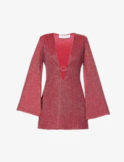 OSEREE Lumière Mesh Relaxed-fit Metallic-woven Kaftan