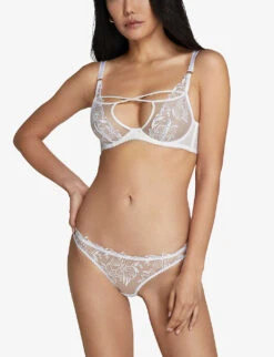 AGENT PROVOCATEUR Ozella PVC-trim Underwired Mesh Bra -Ress Clothing Shop R04135461 WHITE ALT02