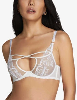AGENT PROVOCATEUR Ozella PVC-trim Underwired Mesh Bra -Ress Clothing Shop R04135461 WHITE ALT04