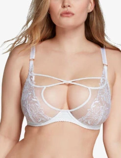 AGENT PROVOCATEUR Ozella PVC-trim Underwired Mesh Bra -Ress Clothing Shop R04135461 WHITE ALT05