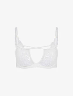 AGENT PROVOCATEUR Ozella PVC-trim Underwired Mesh Bra