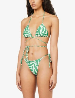 Faithfull The Brand Marzia Abstract-print Stretch-recycled Polyamide Bikini Top -Ress Clothing Shop R04135572 TULLIPRINTGREEN ALT02