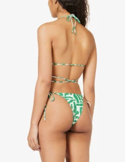 Faithfull The Brand Marzia Abstract-print Stretch-recycled Polyamide Bikini Top -Ress Clothing Shop R04135572 TULLIPRINTGREEN ALT03