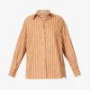 Faithfull The Brand Daija Striped Split-sides Cotton Shirt 1 Faithfull The Brand Daija Striped Split-sides Cotton Shirt -Ress Clothing Shop R04135574 ADIASTRIPEPRTHAZELNUT M