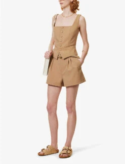 Paige Neva Mid-rise Stretch-woven Shorts -Ress Clothing Shop R04136640 NEWCAMEL ALT01