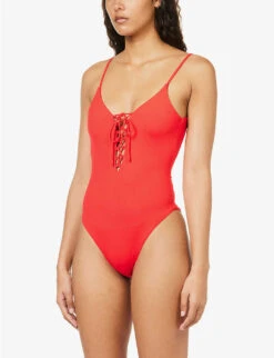 Melissa Odabash Nerano Lace-up Swimsuit -Ress Clothing Shop R04139928 RED ALT02