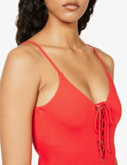 Melissa Odabash Nerano Lace-up Swimsuit -Ress Clothing Shop R04139928 RED ALT04