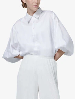 Balloon-sleeve Oversized-fit Woven Shirt -Ress Clothing Shop R04141927 OFFWHITE ALT02