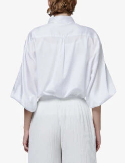 Balloon-sleeve Oversized-fit Woven Shirt -Ress Clothing Shop R04141927 OFFWHITE ALT03