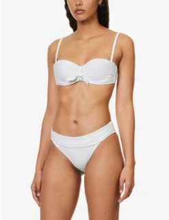Antibes Bow-embellished Stretch-recycled Polyamide Bikini Top -Ress Clothing Shop R04142195 WHTWHT ALT02