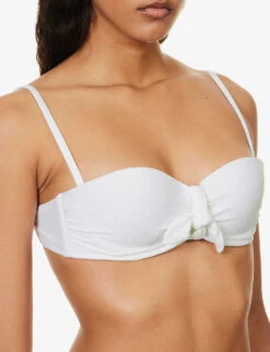 Antibes Bow-embellished Stretch-recycled Polyamide Bikini Top -Ress Clothing Shop R04142195 WHTWHT ALT04
