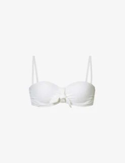 Antibes Bow-embellished Stretch-recycled Polyamide Bikini Top