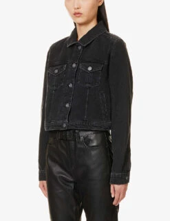 Paige Rowan Patch-pocket Organic Cotton-blend Denim Jacket -Ress Clothing Shop R04144095 FADEDBLACKWASH ALT02