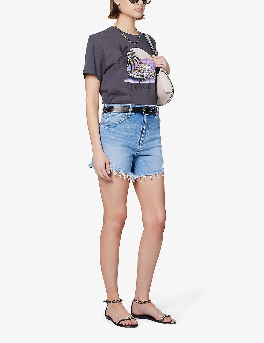 Paige Asher Distressed-hem High-rise Denim Shorts 3 Paige Asher Distressed-hem High-rise Denim Shorts - Image 2