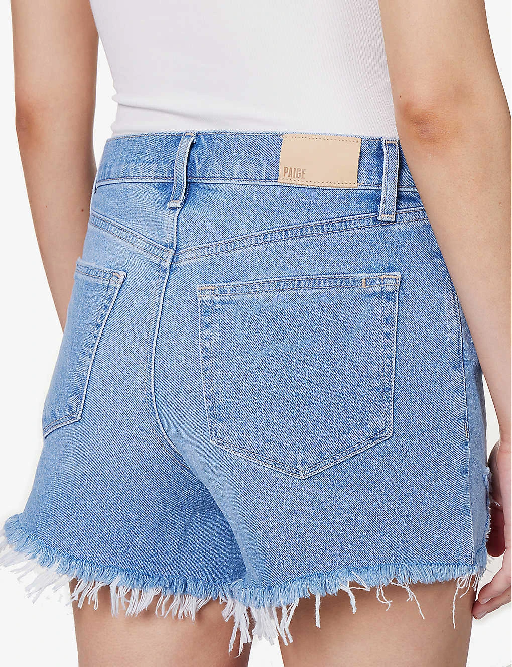 Paige Asher Distressed-hem High-rise Denim Shorts 7 Paige Asher Distressed-hem High-rise Denim Shorts - Image 6