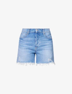 Paige Asher Distressed-hem High-rise Denim Shorts