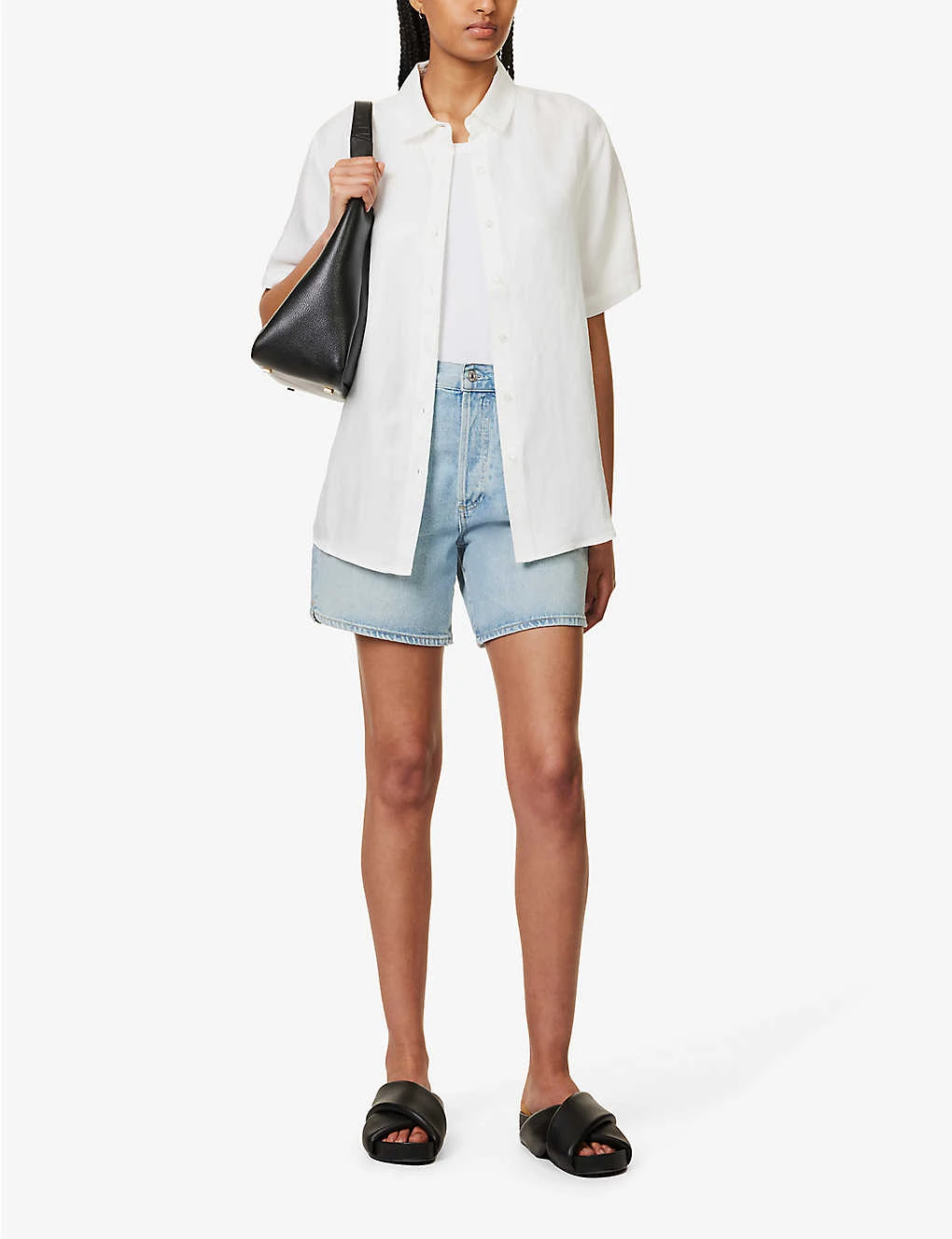 ANINE BING Bruni Curved-hem Linen-blend Shirt 3 ANINE BING Bruni Curved-hem Linen-blend Shirt - Image 2