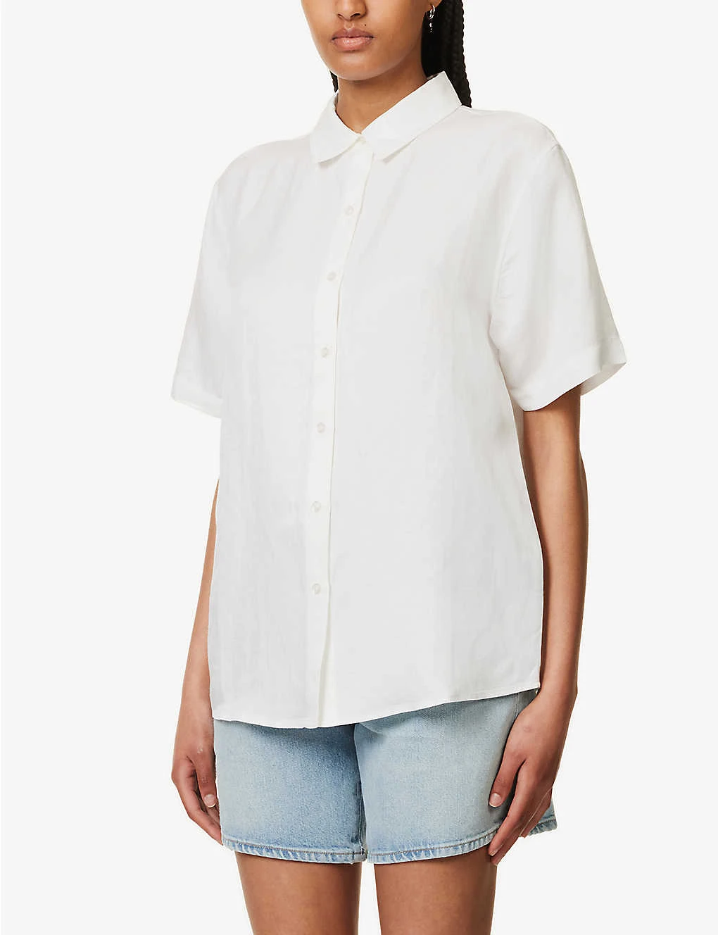 ANINE BING Bruni Curved-hem Linen-blend Shirt 4 ANINE BING Bruni Curved-hem Linen-blend Shirt - Image 3