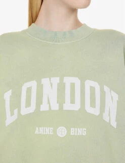 ANINE BING Jaci Logo-print Organic Cotton Sweatshirt -Ress Clothing Shop R04146365 WASHEDFADEDSEAFOAM ALT04