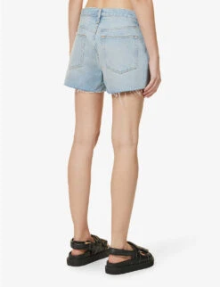 FRAME Le Brigitte Raw-hem Recycled-denim Blend Shorts -Ress Clothing Shop R04146395 LEGACYBAINES ALT03