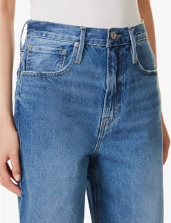 FRAME Bermuda Raw-hem High-rise Denim Shorts -Ress Clothing Shop R04146410 DELAMO ALT04