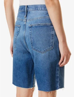 FRAME Bermuda Raw-hem High-rise Denim Shorts -Ress Clothing Shop R04146410 DELAMO ALT05