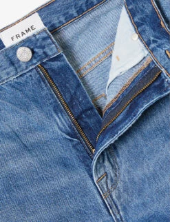 FRAME Bermuda Raw-hem High-rise Denim Shorts -Ress Clothing Shop R04146410 DELAMO ALT06