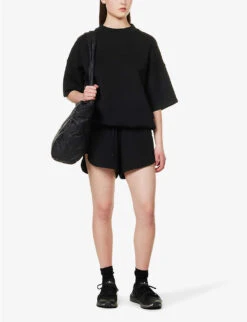 Varley Alden Dropped-shoulders Stretch-jersey Sweatshirt 8 Varley Alden Dropped-shoulders Stretch-jersey Sweatshirt -Ress Clothing Shop R04147432 BLACK ALT01