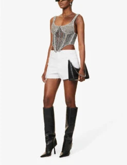 GOOD AMERICAN Good '90s High-rise Stretch-denim Shorts 12 GOOD AMERICAN Good '90s High-rise Stretch-denim Shorts -Ress Clothing Shop R04147935 WHITE001 ALT02