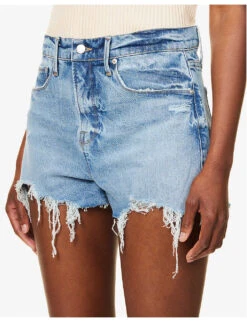 GOOD AMERICAN Good 90s Mid-rise Stretch-denim Shorts -Ress Clothing Shop R04147936 INDIGO433 ALT04