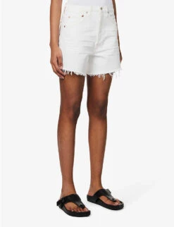 AGOLDE Parker High-rise Organic-denim Shorts -Ress Clothing Shop R04148485 PANNACOTTAWHITE ALT02