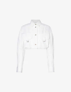 Cropped Patch-pocket Cotton Shirt
